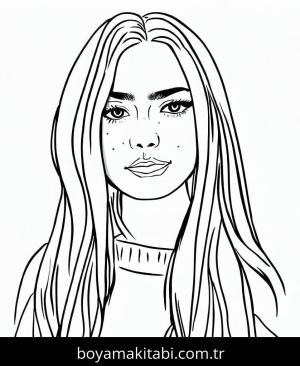 Billie Eilish boyama sayfası – yaratıcılık, eğlenceli etkinlik