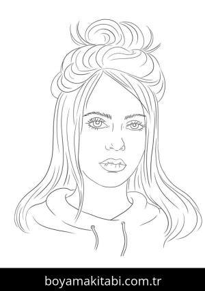 Billie Eilish boyama sayfası – PDF indir, sevimli karakter
