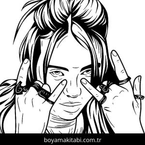 Billie Eilish boyama sayfası – kolay boyama, eğitici aktivite