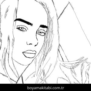 Billie Eilish boyama sayfası – sevimli karakter, sanatsal çalışma