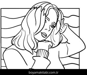 Billie Eilish boyama sayfası – keyifli zaman, renkli çizimler