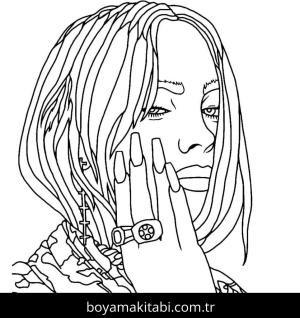 Billie Eilish boyama sayfası – sanatsal çalışma, çocuklar için