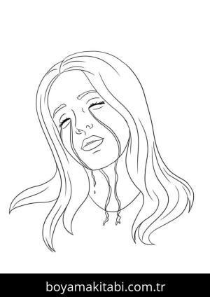 Billie Eilish boyama sayfası – eğlenceli etkinlik, el becerilerini geliştirir