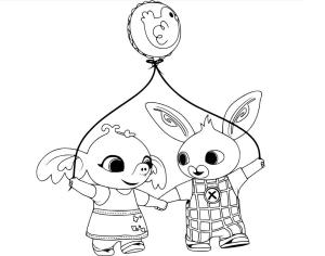 Bing boyama sayfası,  coloring page, Bing Tavşanı ve Sula Balon Oynuyor, 