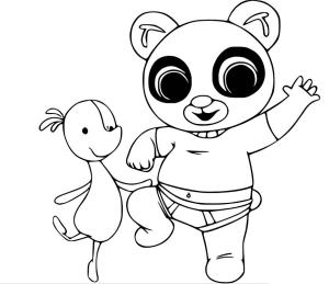 Bing boyama sayfası,  coloring page, Bing’den Pando ve Padget’ı çizin, 