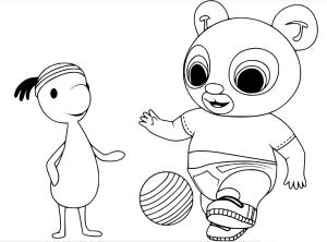 Bing boyama sayfası,  coloring page, Pando ve Padget Bing’den Futbol Oynuyor, 