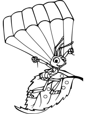 Bir Böceğin Yaşamı boyama sayfası,  coloring page, Böceğin paraşüt, 