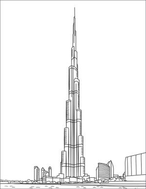 Birleşik Arap Emirlikleri boyama sayfası,  coloring page, Dubai’de Burj Khalifa, 