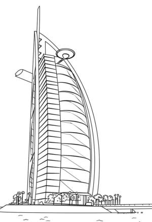 Birleşik Arap Emirlikleri boyama sayfası,  coloring page, Burj Al Arab Dubai’de, 