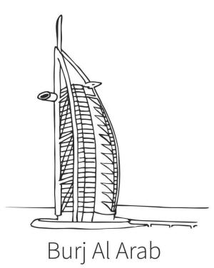 Birleşik Arap Emirlikleri boyama sayfası,  coloring page, Burj El Arap 1, 