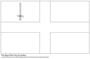 Birleşik Krallık boyama sayfası,  coloring page, Londra Şehri Bayrağı, 