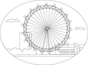 Birleşik Krallık boyama sayfası,  coloring page, Londra Gözü, 