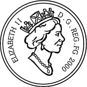 Birleşik Krallık boyama sayfası,  coloring page, Elizabeth II ile Sikke, 