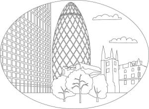 Birleşik Krallık boyama sayfası,  coloring page, 30 St Mary Axe Gökdelen, 