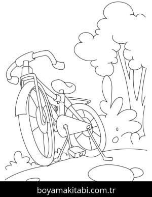 Bisiklet boyama sayfası – çocuklar için, çizgi film temalı