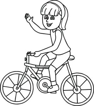 Bisiklet boyama sayfası,  coloring page, Bisiklete Binen Kız, 