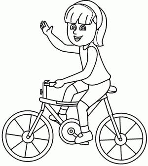 Bisiklete Binme boyama sayfası,  coloring page, Bisikletli Kız, 