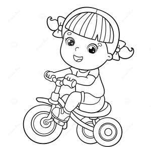 Bisiklete Binme boyama sayfası,  coloring page, Kızlar için Bisiklete Binme, 