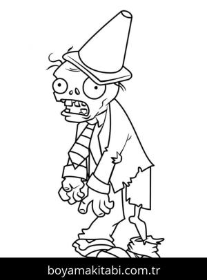 Bitkiler ve Zombiler boyama sayfası – basit çizim, kolay boyama