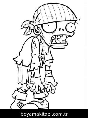 Bitkiler ve Zombiler boyama sayfası – sevimli karakter, sanatsal çalışma