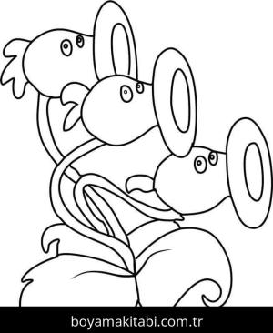 Bitkiler ve Zombiler boyama sayfası – sevimli karakter, sanatsal çalışma