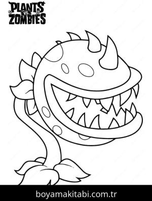 Bitkiler ve Zombiler boyama sayfası – çizgi film temalı, basit çizim