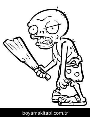 Bitkiler ve Zombiler boyama sayfası – çizgi film temalı, basit çizim