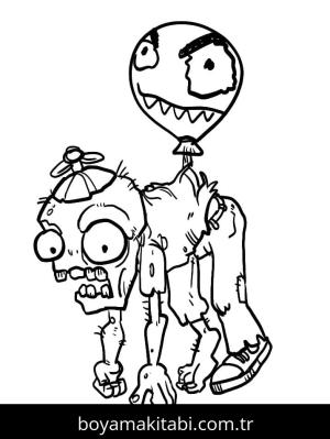 Bitkiler ve Zombiler boyama sayfası – el becerilerini geliştirir, boyama çalışması