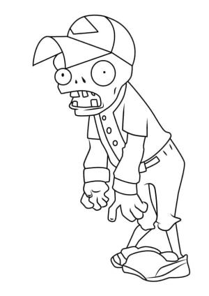 Bitkiler vs Zombiler boyama sayfası,  coloring page, Bitkiler vs Zombiler Beyzbol Zombi, 