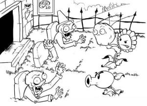 Bitkiler vs Zombiler boyama sayfası,  coloring page, Bitkiler vs Zombiler Oyunu, 