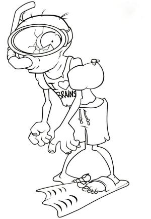 Bitkiler vs Zombiler boyama sayfası,  coloring page, Bitkiler vs Zombiler Şnorkel Zombi, 