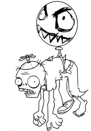 Bitkiler vs Zombiler boyama sayfası,  coloring page, Balloon Zombie, 