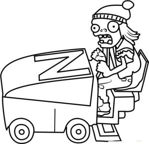 Bitkiler vs Zombiler boyama sayfası,  coloring page, Bitkiler vs Zombiler Zomboni, 