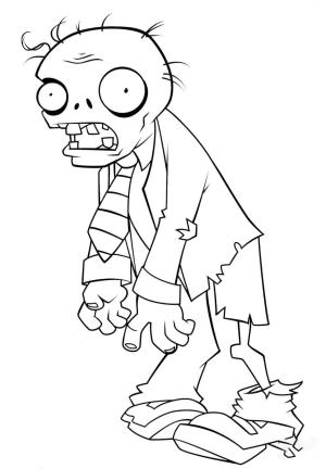 Bitkiler vs Zombiler boyama sayfası,  coloring page, Bitkiler vs Zombiler Temel Zombi, 