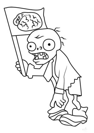 Bitkiler vs Zombiler boyama sayfası,  coloring page, Bitkiler zombilere karşı Zombie Bayrağı, 