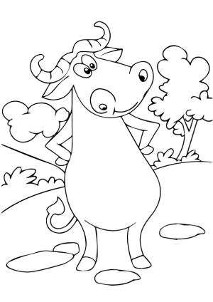 Bizon boyama sayfası,  coloring page, Sevimli Buffalo, 