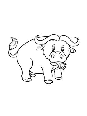 Bizon boyama sayfası,  coloring page, Sevimli çizgi buffalo, 