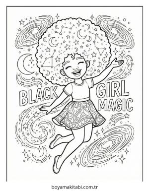 Black Girl boyama sayfası – eğlenceli etkinlik, el becerilerini geliştirir