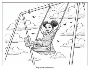 Black Girl boyama sayfası – renkli çizimler, okul öncesi