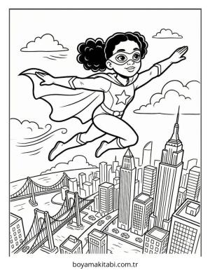 Black Girl boyama sayfası – sevimli karakter, sanatsal çalışma