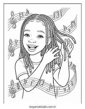 Black Girl boyama sayfası – el becerilerini geliştirir, boyama çalışması
