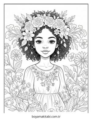 Black Girl boyama sayfası – boyama çalışması, yaratıcılığı geliştirir