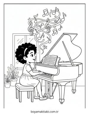 Black Girl boyama sayfası – çizgi film temalı, basit çizim