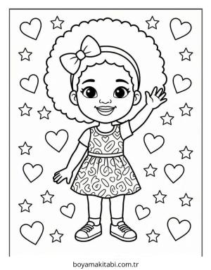 Black Girl boyama sayfası – kolay boyama, eğitici aktivite
