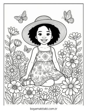 Black Girl boyama sayfası – sevimli karakter, sanatsal çalışma
