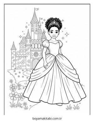 Black Girl boyama sayfası – renkli çizimler, okul öncesi