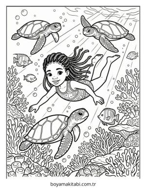 Black Girl boyama sayfası – çocuklar için, çizgi film temalı