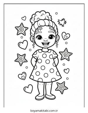 Black Girl boyama sayfası – el becerilerini geliştirir, boyama çalışması