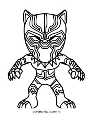 Black Panther boyama sayfası – basit çizim, kolay boyama