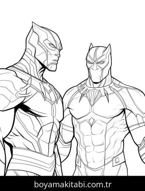 Black Panther boyama sayfası – basit çizim, kolay boyama